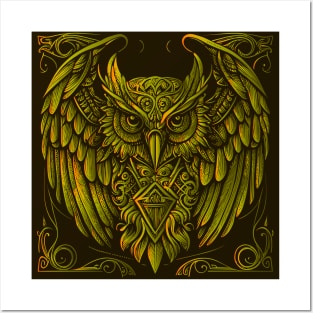 Vintage Steampunk Owl Posters and Art